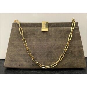 Taupe Gold Accents & Gold Color Single Chain Ann Taylor Small Handbags